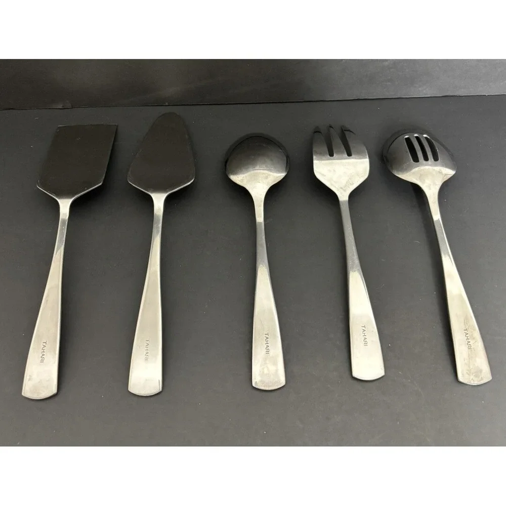 5 Tahari Home Serving Pieces Flatware Stainless Pie Server Serving Spoon Fork